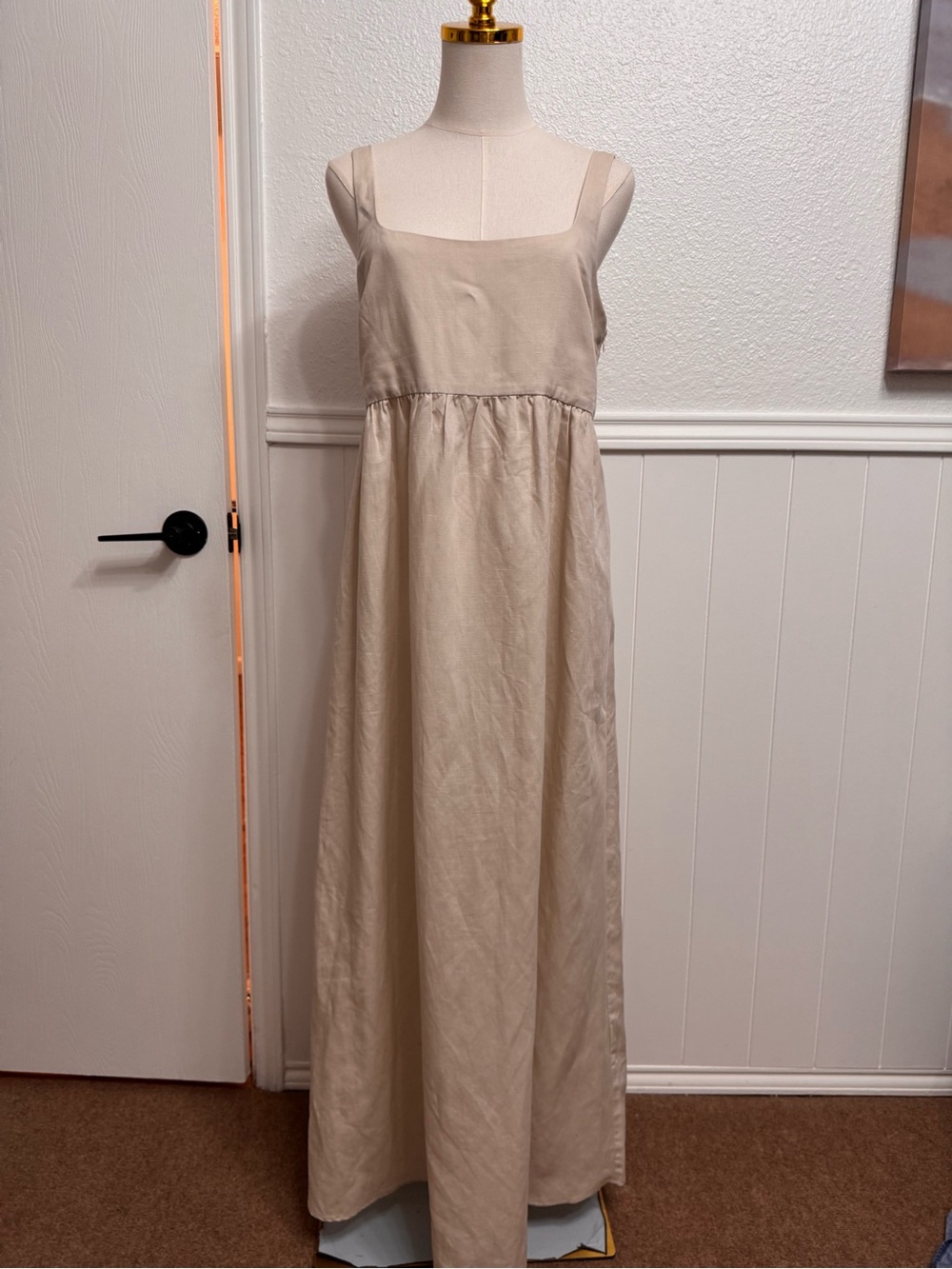 Zara Cream Square-Neck Maxi Dress
